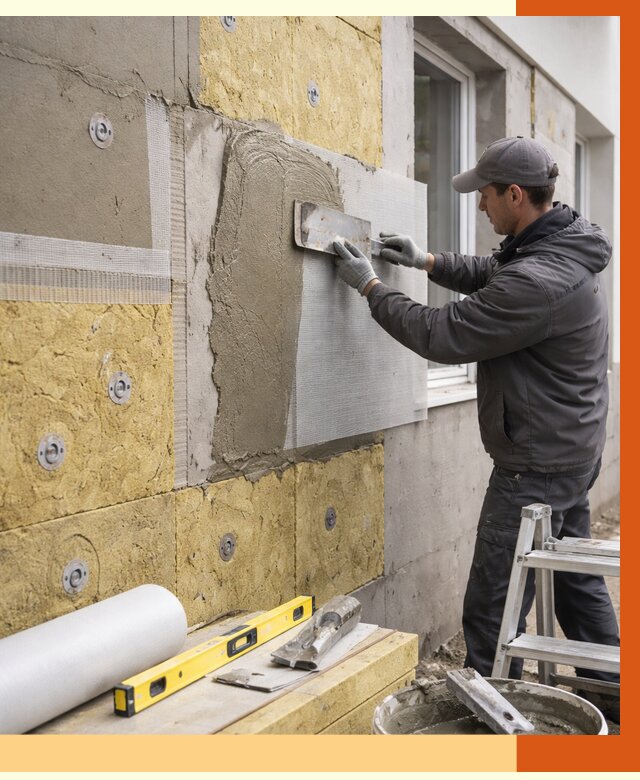 Утепление фасада под штукатурку в соколе от 4376 руб/м2 — монтаж пенопластом и минватой | ТепломастерСкл