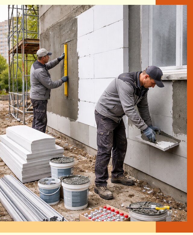 Утепление фасада и стен снаружи в соколе от 4376 руб. | ТепломастерСкл