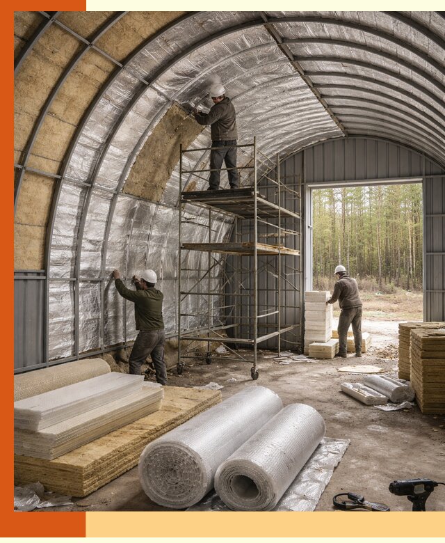 Утепление арочного ангара под ключ в соколе