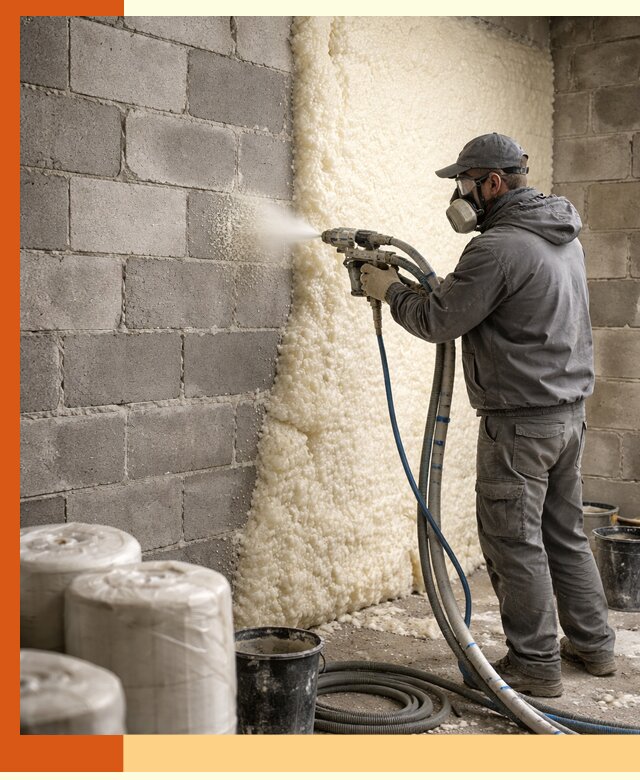 Утепление блочной стены ППУ в соколе качественно и надёжно